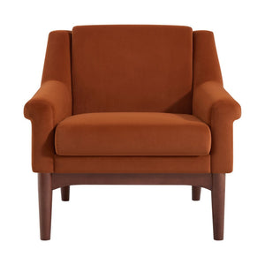 English Elm Modern Velvet Accent Chair Flared Arms Birch Legs Mid-century Lounge for Bedroom N723P426251O