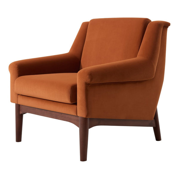 English Elm Modern Velvet Accent Chair Flared Arms Birch Legs Mid-century Lounge for Bedroom N723P426251O