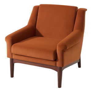 English Elm Modern Velvet Accent Chair Flared Arms Birch Legs Mid-century Lounge for Bedroom N723P426251O