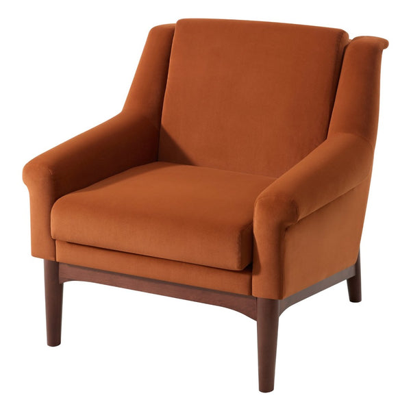 English Elm Modern Velvet Accent Chair Flared Arms Birch Legs Mid-century Lounge for Bedroom N723P426251O