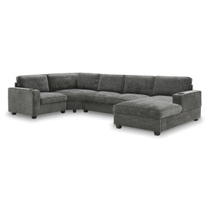 English Elm New U-Shaped Chenille Sectional Six Seat Corner Sofa with Cup Holders for Living Rooms Gray N723S0121E