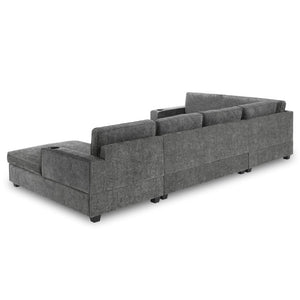 English Elm New U-Shaped Chenille Sectional Six Seat Corner Sofa with Cup Holders for Living Rooms Gray N723S0121E