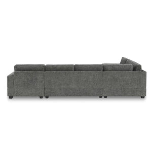 English Elm New U-Shaped Chenille Sectional Six Seat Corner Sofa with Cup Holders for Living Rooms Gray N723S0121E