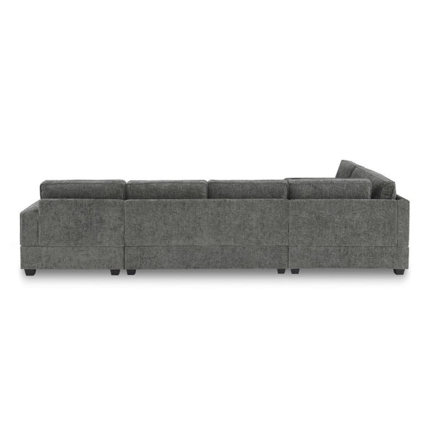 English Elm New U-Shaped Chenille Sectional Six Seat Corner Sofa with Cup Holders for Living Rooms Gray N723S0121E
