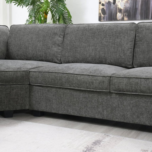 English Elm New U-Shaped Chenille Sectional Six Seat Corner Sofa with Cup Holders for Living Rooms Gray N723S0121E