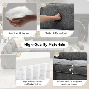 English Elm New U-Shaped Chenille Sectional Six Seat Corner Sofa with Cup Holders for Living Rooms Gray N723S0121E
