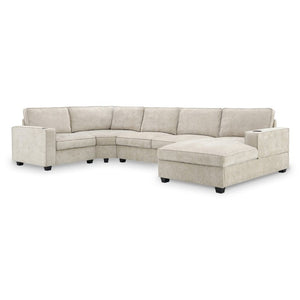 English Elm New U-Shaped Chenille Sectional Six Seat Corner Sofa with Cup Holders for Living Rooms Beige N723S0121K