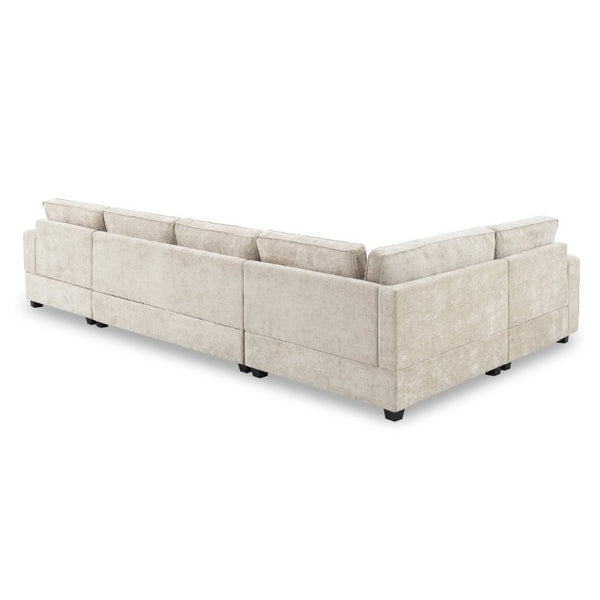 English Elm New U-Shaped Chenille Sectional Six Seat Corner Sofa with Cup Holders for Living Rooms Beige N723S0121K