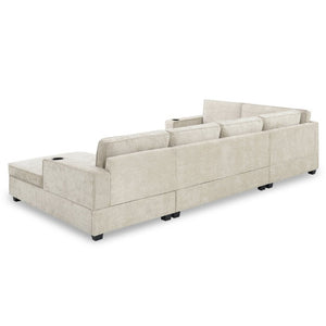 English Elm New U-Shaped Chenille Sectional Six Seat Corner Sofa with Cup Holders for Living Rooms Beige N723S0121K