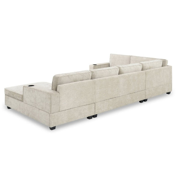 English Elm New U-Shaped Chenille Sectional Six Seat Corner Sofa with Cup Holders for Living Rooms Beige N723S0121K