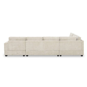 English Elm New U-Shaped Chenille Sectional Six Seat Corner Sofa with Cup Holders for Living Rooms Beige N723S0121K
