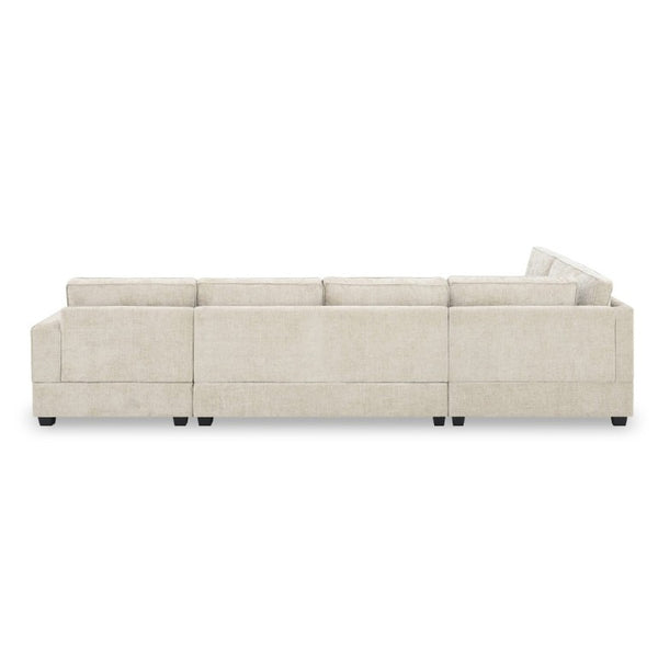 English Elm New U-Shaped Chenille Sectional Six Seat Corner Sofa with Cup Holders for Living Rooms Beige N723S0121K