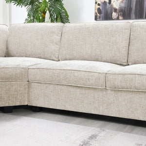 English Elm New U-Shaped Chenille Sectional Six Seat Corner Sofa with Cup Holders for Living Rooms Beige N723S0121K