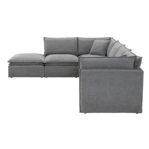 English Elm Video+new]125.5 Six Seat Chenille Modular Sectional with Movable Ottoman for Living Room Light Gray N723S0164E