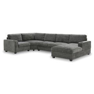 English Elm [video]119" U-shaped Chenille Sectional with Chaise Deep Seats Cup Holders Living Room Gray N723S2197E
