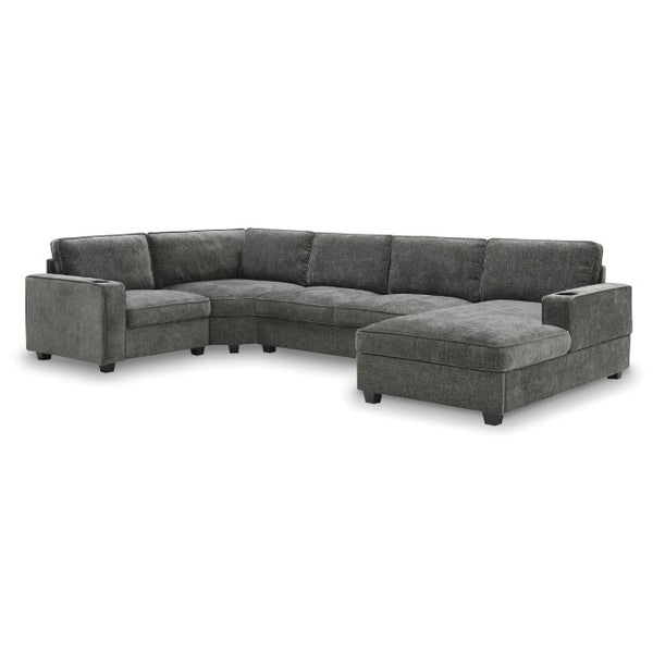 English Elm [video]119" U-shaped Chenille Sectional with Chaise Deep Seats Cup Holders Living Room Gray N723S2197E