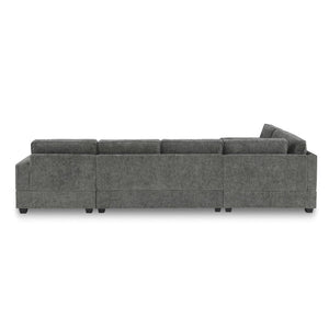 English Elm [video]119" U-shaped Chenille Sectional with Chaise Deep Seats Cup Holders Living Room Gray N723S2197E