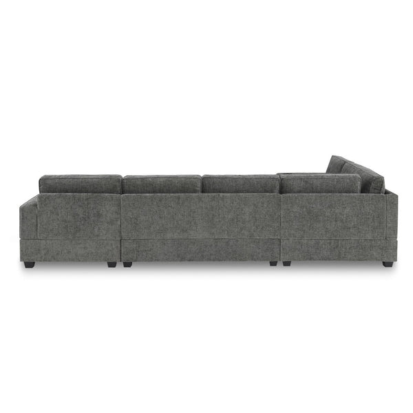 English Elm [video]119" U-shaped Chenille Sectional with Chaise Deep Seats Cup Holders Living Room Gray N723S2197E