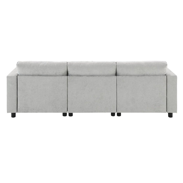 English Elm [new Sku of N723s8723c] Plush Chenille U Shaped Sectional with Ottoman Storage Pockets Modern Living Medium Grey N723S2865C