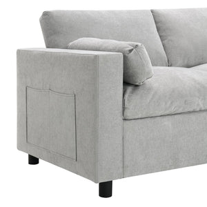 English Elm [new Sku of N723s8723c] Plush Chenille U Shaped Sectional with Ottoman Storage Pockets Modern Living Medium Grey N723S2865C