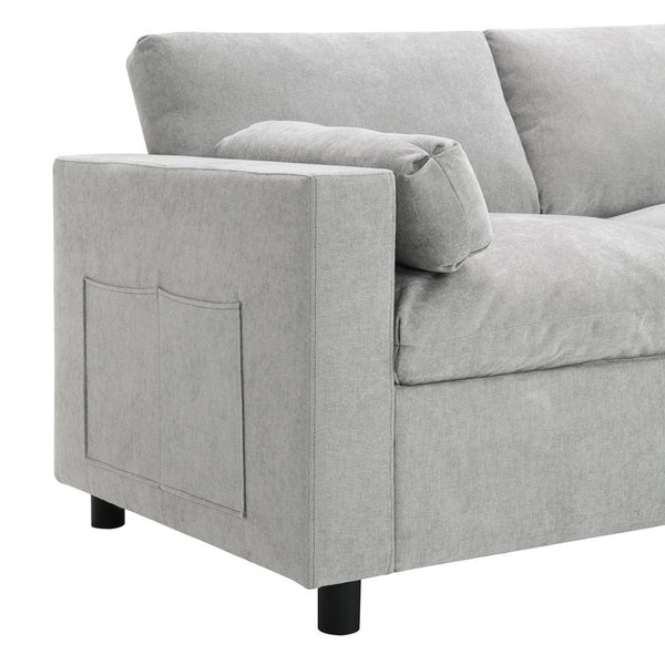 English Elm [new Sku of N723s8723c] Plush Chenille U Shaped Sectional with Ottoman Storage Pockets Modern Living Medium Grey N723S2865C