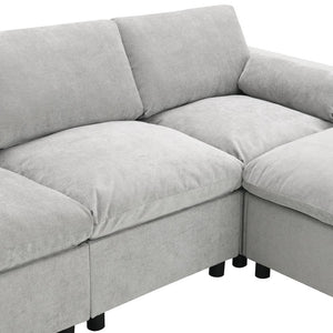 English Elm [new Sku of N723s8723c] Plush Chenille U Shaped Sectional with Ottoman Storage Pockets Modern Living Medium Grey N723S2865C