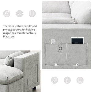 English Elm [new Sku of N723s8723c] Plush Chenille U Shaped Sectional with Ottoman Storage Pockets Modern Living Medium Grey N723S2865C
