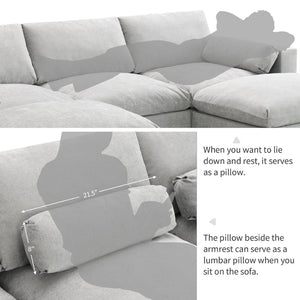 English Elm [new Sku of N723s8723c] Plush Chenille U Shaped Sectional with Ottoman Storage Pockets Modern Living Medium Grey N723S2865C