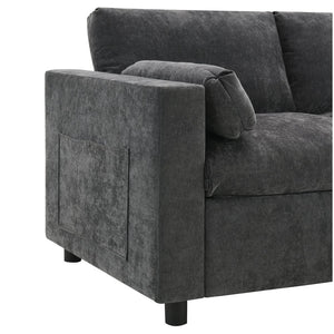 English Elm [new Sku of N723s8723c] Plush Chenille U Shaped Sectional with Ottoman Storage Pockets Modern Living Dark Gray N723S2865E