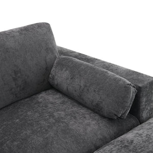 English Elm [new Sku of N723s8723c] Plush Chenille U Shaped Sectional with Ottoman Storage Pockets Modern Living Dark Gray N723S2865E