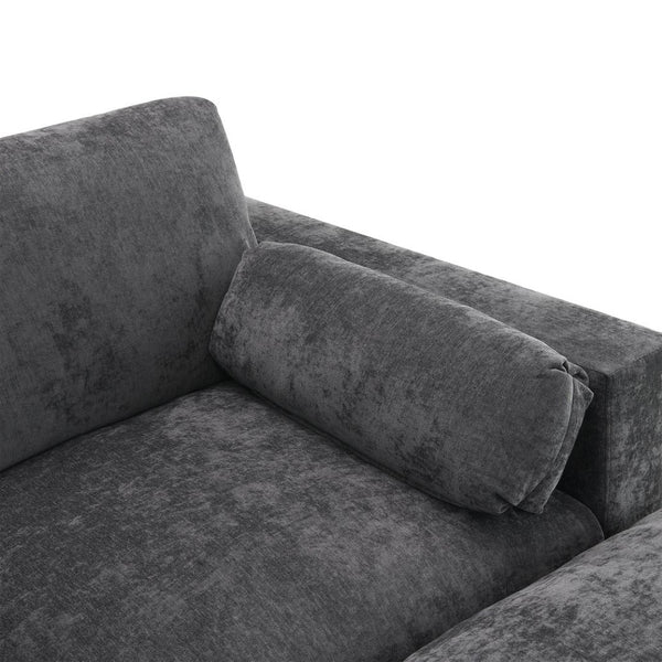 English Elm [new Sku of N723s8723c] Plush Chenille U Shaped Sectional with Ottoman Storage Pockets Modern Living Dark Gray N723S2865E