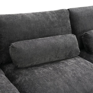 English Elm [new Sku of N723s8723c] Plush Chenille U Shaped Sectional with Ottoman Storage Pockets Modern Living Dark Gray N723S2865E