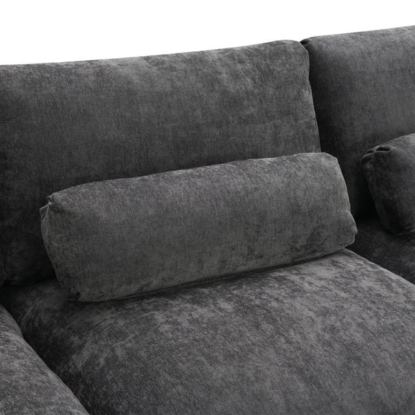 English Elm [new Sku of N723s8723c] Plush Chenille U Shaped Sectional with Ottoman Storage Pockets Modern Living Dark Gray N723S2865E