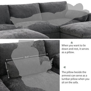 English Elm [new Sku of N723s8723c] Plush Chenille U Shaped Sectional with Ottoman Storage Pockets Modern Living Dark Gray N723S2865E