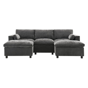 English Elm [new Sku of N723s8723c] Plush Chenille U Shaped Sectional with Ottoman Storage Pockets Modern Living Dark Gray N723S2865E