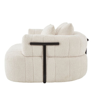 English Elm 64" Oversized Boucle Boneless Chaise Sculptural Cloud Seat Lounge Chair for Bedroom Beige N723S3642A