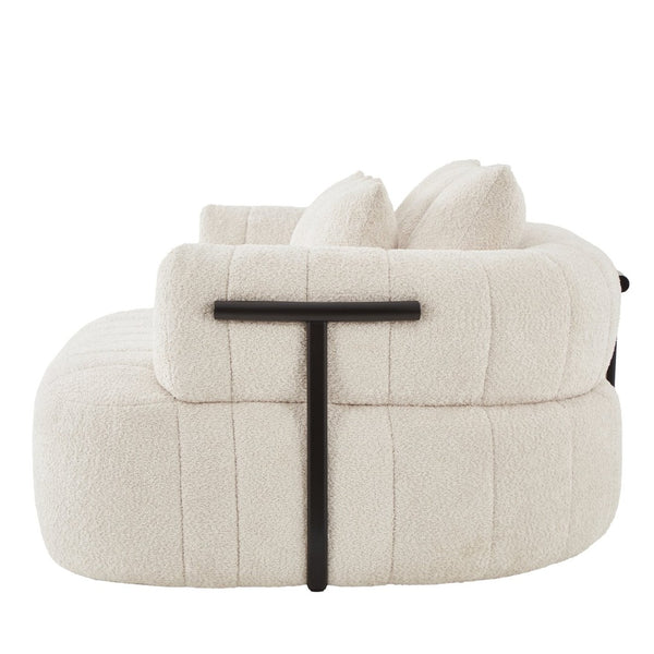 English Elm 64" Oversized Boucle Boneless Chaise Sculptural Cloud Seat Lounge Chair for Bedroom Beige N723S3642A