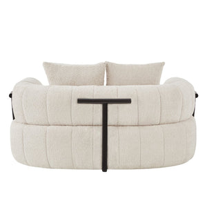 English Elm 64" Oversized Boucle Boneless Chaise Sculptural Cloud Seat Lounge Chair for Bedroom Beige N723S3642A