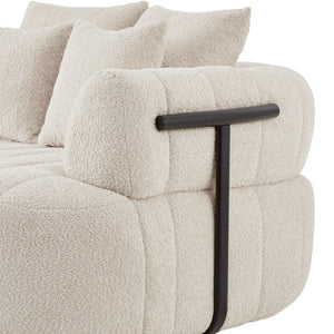English Elm 64" Oversized Boucle Boneless Chaise Sculptural Cloud Seat Lounge Chair for Bedroom Beige N723S3642A