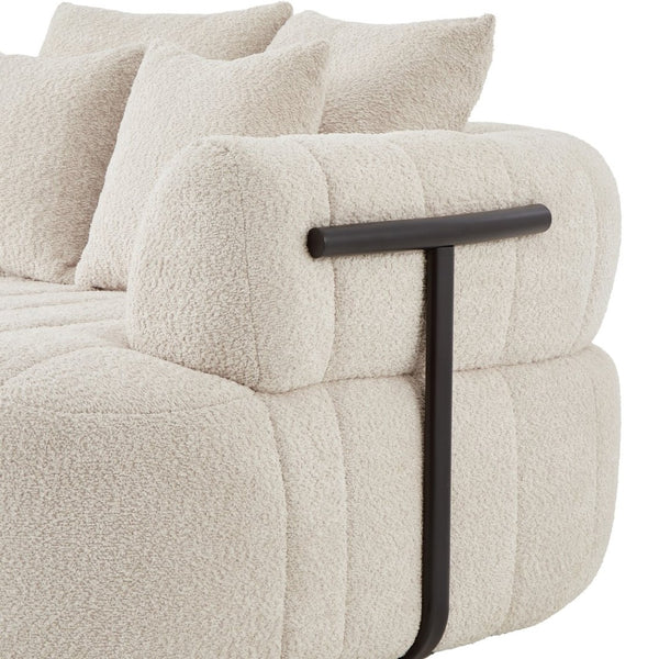 English Elm 64" Oversized Boucle Boneless Chaise Sculptural Cloud Seat Lounge Chair for Bedroom Beige N723S3642A