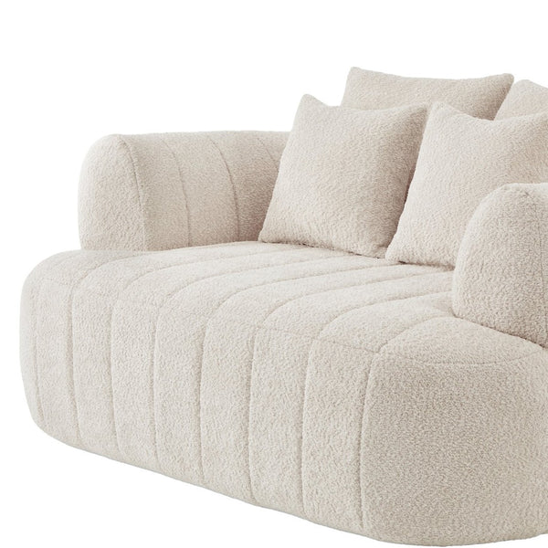 English Elm 64" Oversized Boucle Boneless Chaise Sculptural Cloud Seat Lounge Chair for Bedroom Beige N723S3642A