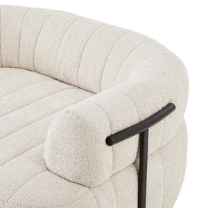 English Elm 64" Oversized Boucle Boneless Chaise Sculptural Cloud Seat Lounge Chair for Bedroom Beige N723S3642A