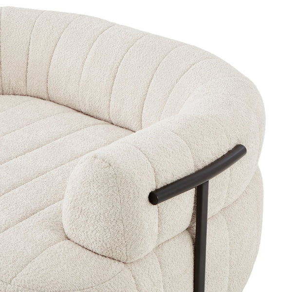 English Elm 64" Oversized Boucle Boneless Chaise Sculptural Cloud Seat Lounge Chair for Bedroom Beige N723S3642A