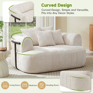 English Elm 64" Oversized Boucle Boneless Chaise Sculptural Cloud Seat Lounge Chair for Bedroom Beige N723S3642A