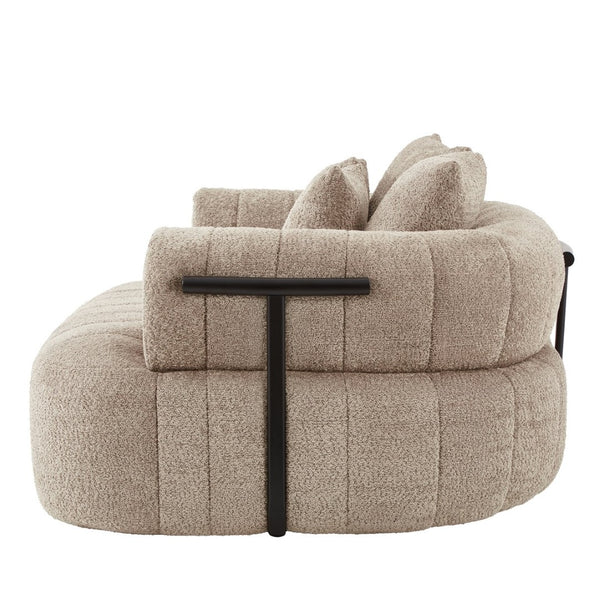 English Elm 64" Oversized Boucle Boneless Chaise Sculptural Cloud Seat Lounge Chair for Bedroom Khaki N723S3642D