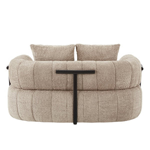 English Elm 64" Oversized Boucle Boneless Chaise Sculptural Cloud Seat Lounge Chair for Bedroom Khaki N723S3642D