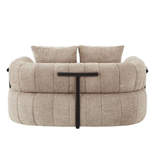 English Elm 64" Oversized Boucle Boneless Chaise Sculptural Cloud Seat Lounge Chair for Bedroom Khaki N723S3642D
