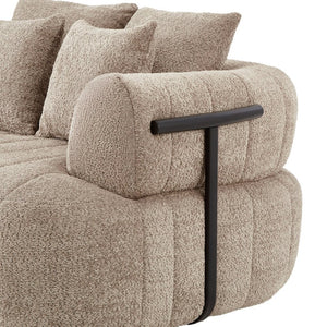 English Elm 64" Oversized Boucle Boneless Chaise Sculptural Cloud Seat Lounge Chair for Bedroom Khaki N723S3642D
