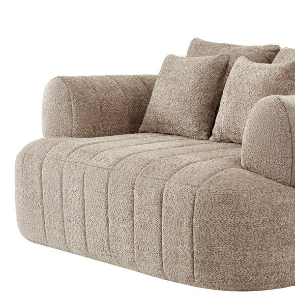 English Elm 64" Oversized Boucle Boneless Chaise Sculptural Cloud Seat Lounge Chair for Bedroom Khaki N723S3642D
