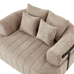 English Elm 64" Oversized Boucle Boneless Chaise Sculptural Cloud Seat Lounge Chair for Bedroom Khaki N723S3642D
